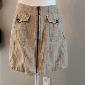 Francine Browner zip up skirt 7/8 khaki tan
